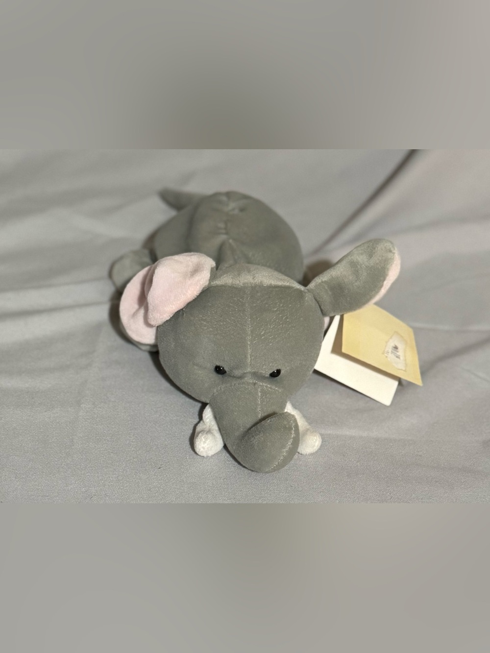 Plush Elephant Soft Toy for Kids - Gray with Pink Ears